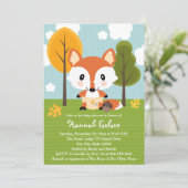 FOX IN DIAPERS BABY SHOWER KAART (Staand voorkant)