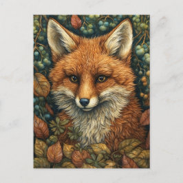 Fox in dromerige en grillige herfstbos feestdagenkaart