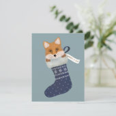 Fox in een kerststop feestdagenkaart (Staand voorkant)