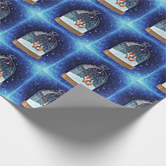 Fox in een sneeuwbol cadeaupapier (Hoek)