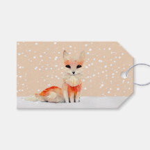 Fox in een SneeuwStorm met kerstcadeau Label