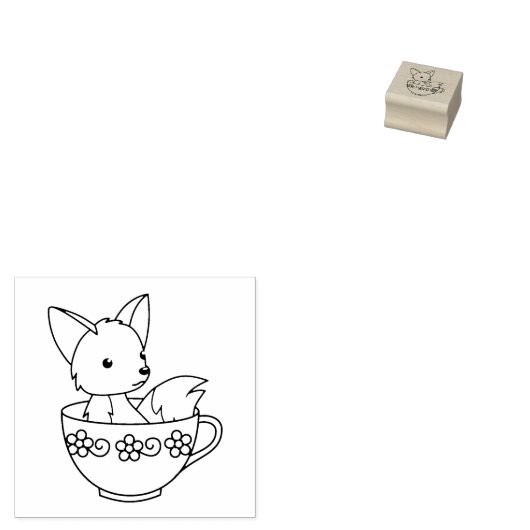 Fox in een Teacup 2 Rubberstempel (Gestempeld)