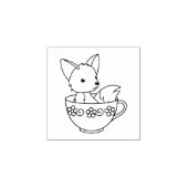 Fox in een Teacup 2 Rubberstempel (Afrduk)