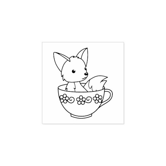Fox in een Teacup 2 Rubberstempel (Afrduk)