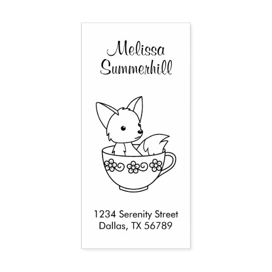 Fox in een Teacup-adres Rubberstempel (Afrduk)