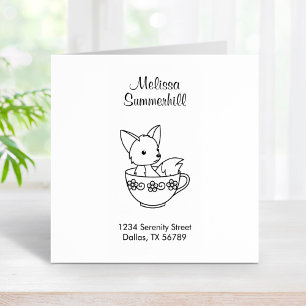 Fox in een Teacup-adres Rubberstempel