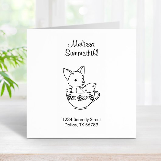 Fox in een Teacup-adres Rubberstempel