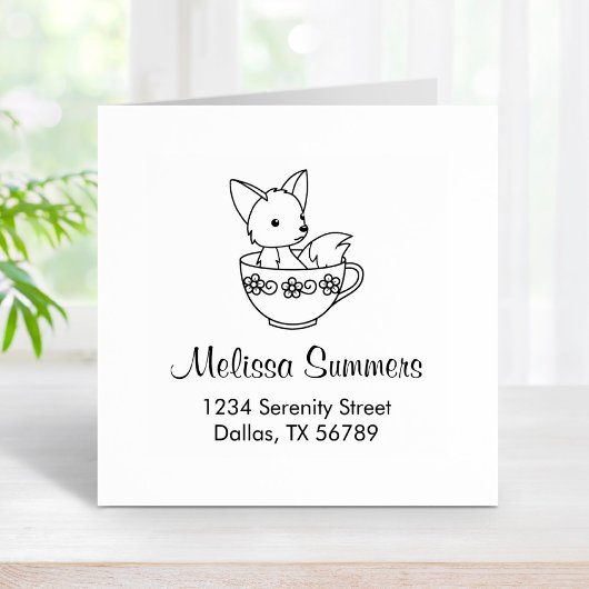 Fox in een Teacup-adres Rubberstempel