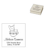 Fox in een Teacup-adres Rubberstempel (Gestempeld)