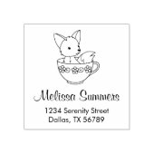 Fox in een Teacup-adres Rubberstempel (Afrduk)