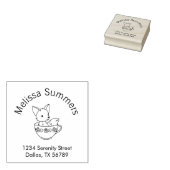 Fox in een Teacup Arch Adres Rubberstempel (Gestempeld)