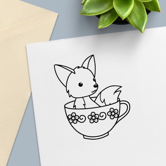 Fox in een Teacup Color Me Zelfinktende Stempel