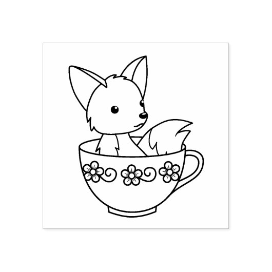 Fox in een Teacup Rubberstempel (Afrduk)