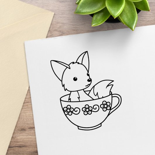 Fox in een Teacup Rubberstempel