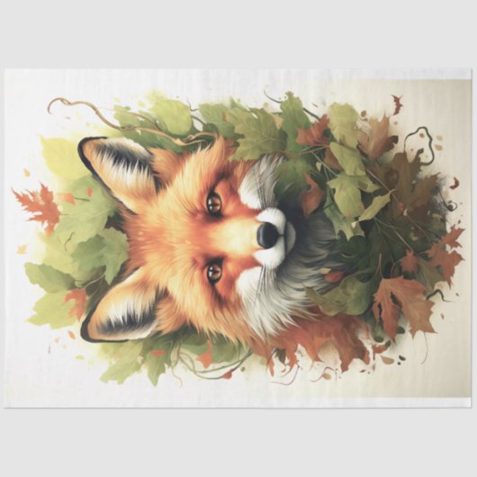 Fox in Foliage 2 Decoupage papier (Voorkant)