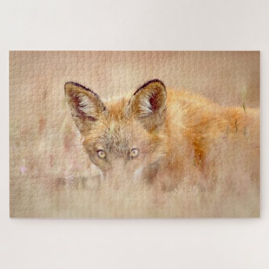 Fox in Grass Stunning Legpuzzel (Horizontaal)