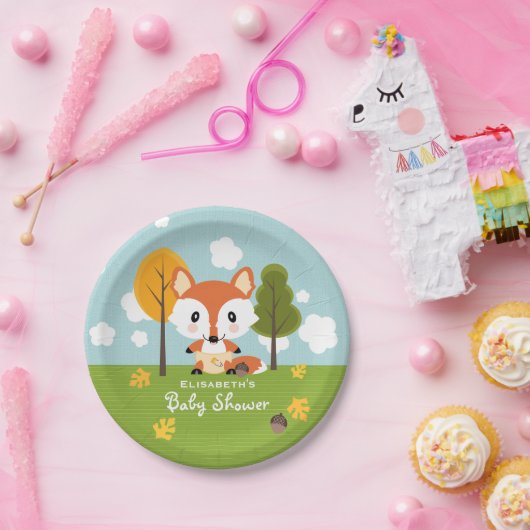 Fox in het Baby shower Diapers Papieren Bordje (Feest)