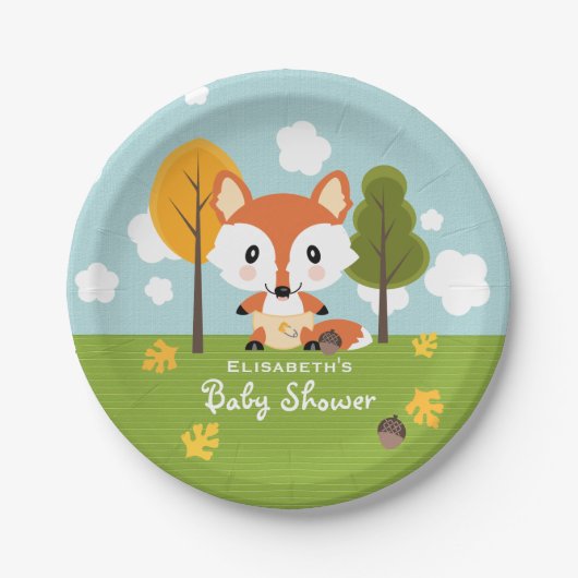 Fox in het Baby shower Diapers Papieren Bordje (Voorkant)