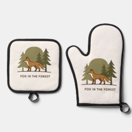 Fox in het bos ovenwant & pannenlap set