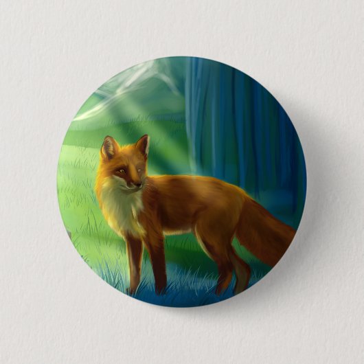 Fox in het bos ronde button 5,7 cm (Voorkant)