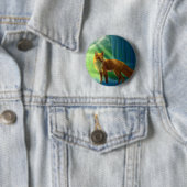 Fox in het bos ronde button 5,7 cm (In situ)