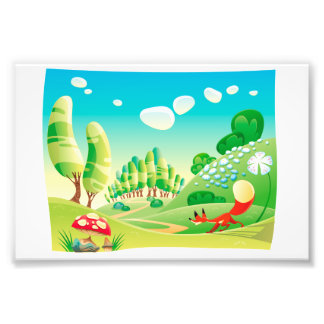 Fox in het hout. foto afdruk