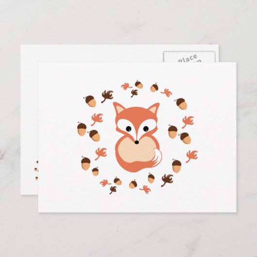 Fox in het najaar briefkaart (Voorkant / Achterkant)