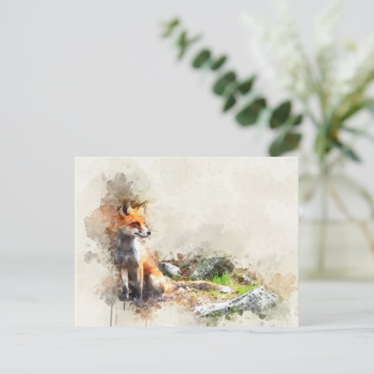 Fox in het wilde schilderij briefkaart (Staand voorkant)