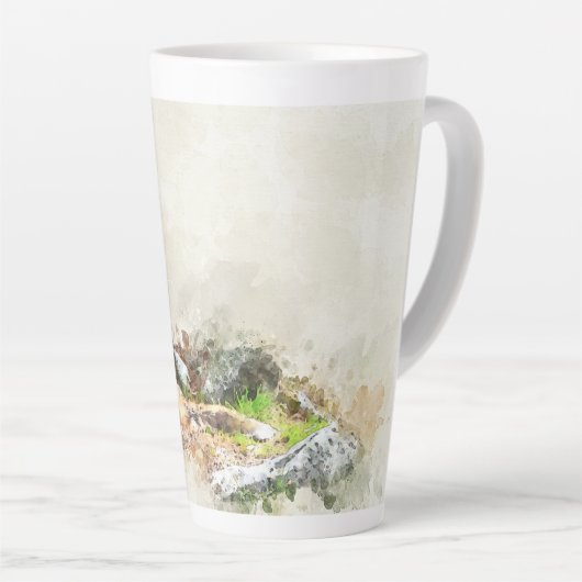 Fox in het wilde schilderij latte mok (Rechterhoek)