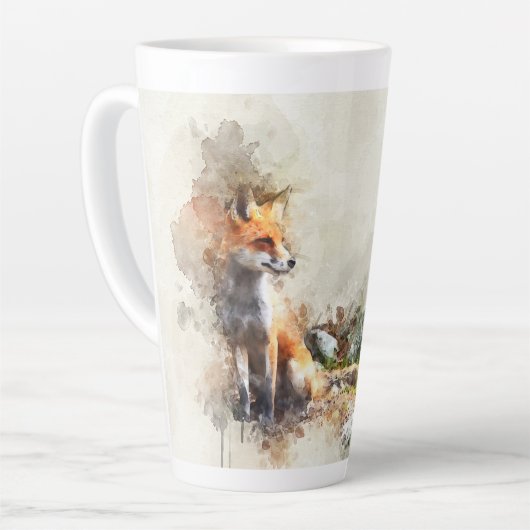 Fox in het wilde schilderij latte mok (Linkerhoek)