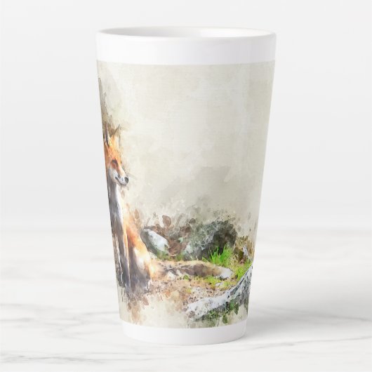 Fox in het wilde schilderij latte mok (Voorkant)