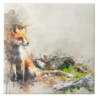 Fox in het wilde schilderij tegeltje