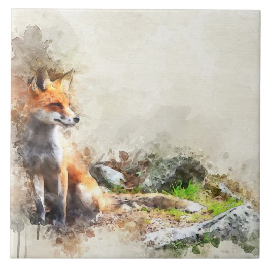 Fox in het wilde schilderij tegeltje (Voorkant)