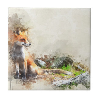 Fox in het wilde schilderij tegeltje