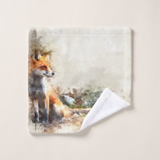 Fox in het wilde schilderij washandje