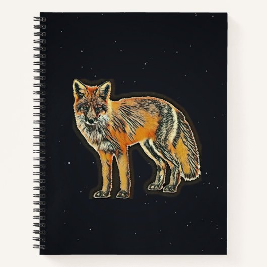 Fox in het zwarte basiszakboek Starry Notitieboek (Voorkant)