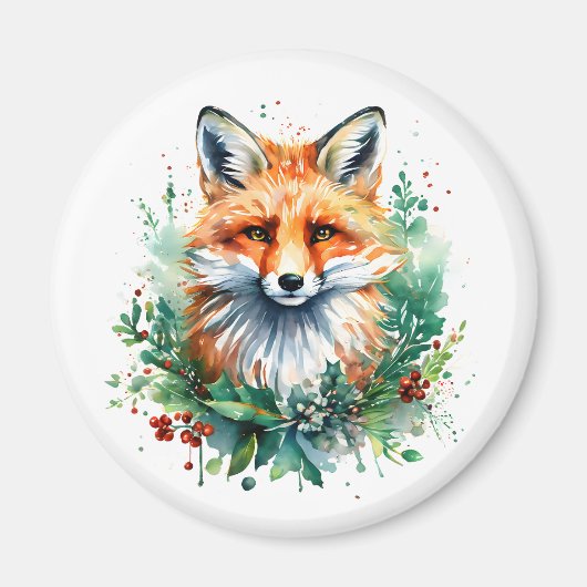 Fox in Holly Magneet (Voorkant)
