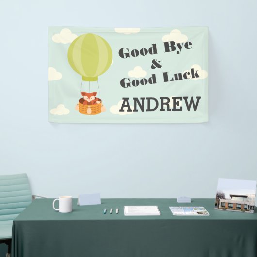 Fox in Hot Air Ballon Goed, gepersonaliseerd Spandoek (Beurs)