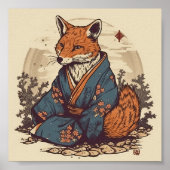 Fox in japanse stijl poster (Voorkant)