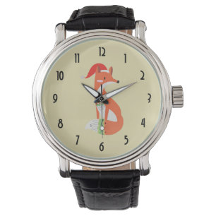 Fox in Kerst Pet Trendy Wildlife Illustratie Horloge