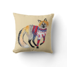 Fox in Knit Sweater Sierkussen