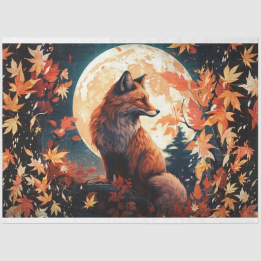 Fox in Moonlight 1 Decoupage Papier (Voorkant)