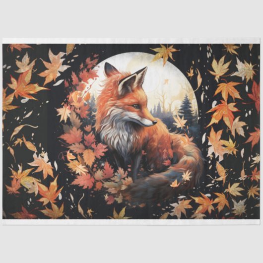 Fox in Moonlight 3 Decoupage Papier (Voorkant)