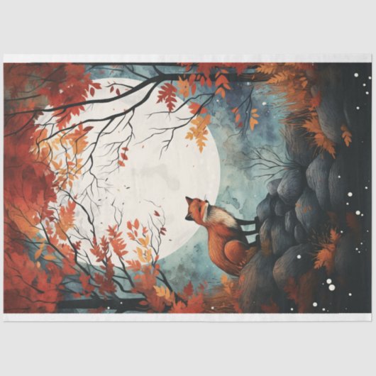 Fox in Moonlight 5 Decoupage Papier (Voorkant)