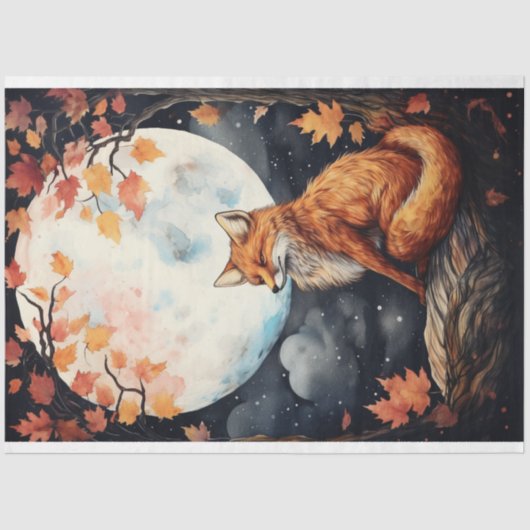 Fox in Moonlight 6 Decoupage Papier (Voorkant)