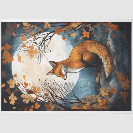 Fox in Moonlight 7 Decoupage Papier (Voorkant)