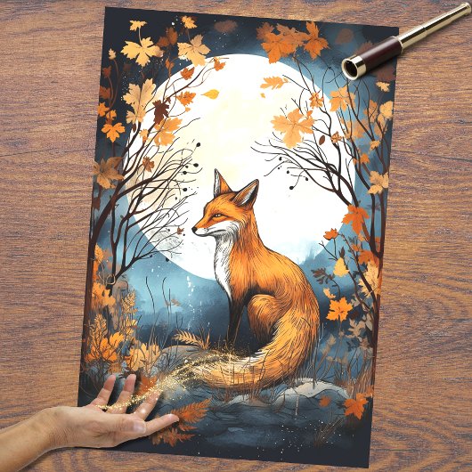 Fox in Moonlight 7 Decoupage Papier