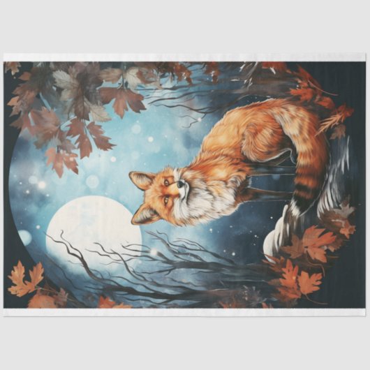 Fox in Moonlight 8 Decoupaper Tissuepapier (Voorkant)