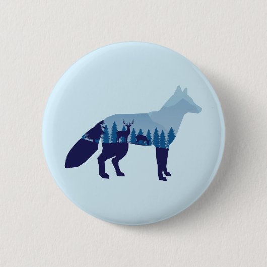 Fox in Mountain Forest T-Shirt Trucker Hat Button (Voorkant)