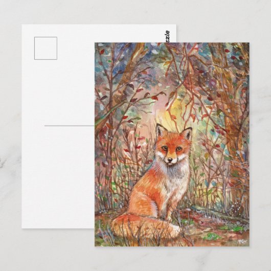 Fox in najaar Bossen Briefkaart (Voorkant / Achterkant)
